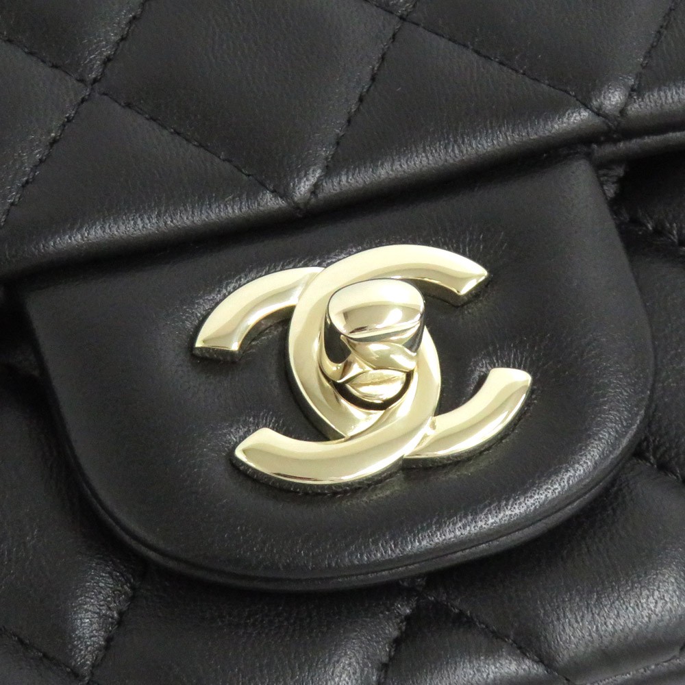 Chanel Mini Classic Handbag A35200 Matelasse Lambskin Black Chain image 5