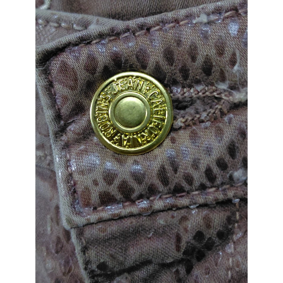 Pantalones Cortos Robin’s Jean Estampado Serpiente Tachonados Marrón Dorado Adornado | Talla 27 Foto 4 de 4