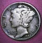 1942 S  MERCURY DIME 90% SILVER Very Nice Fine Full Date