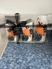 MIKASA Gift Set of 3 HALLOWEEN Autumn/Fall Pumpkin Led Candles With Remote