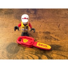 Brio World Fireman Figure with Chainsaw Accessory Red Firefighter Rescue Toy