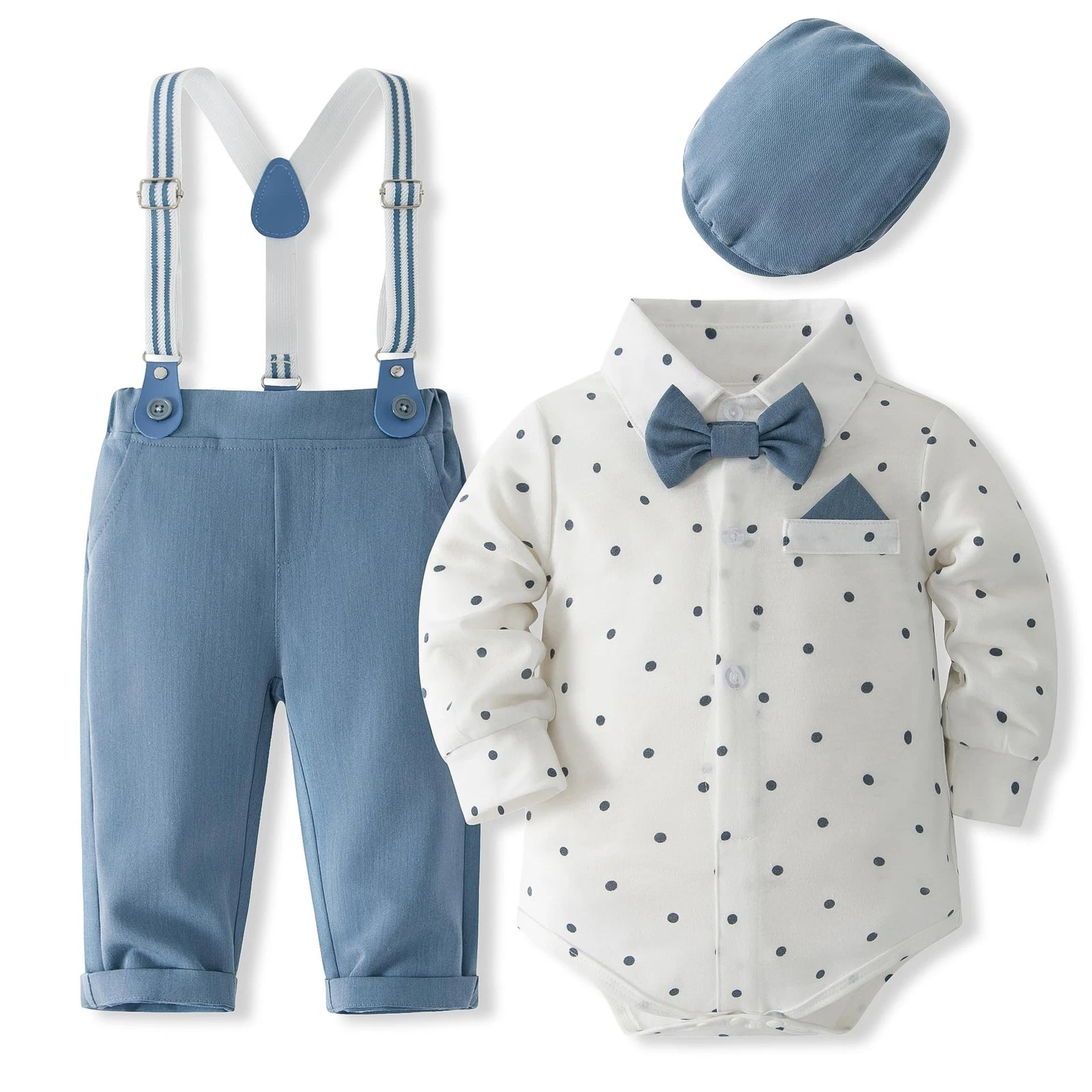 Fohuanky Baby Boy Formal Outfit Gentlemen Clothing Set Romper Shirt with Bow