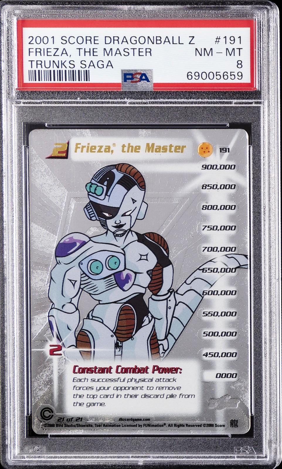 2001 SCORE DRAGON BALL Z TRUNKS SAGA #191 FRIEZA, THE MASTER PSA 8 view 1