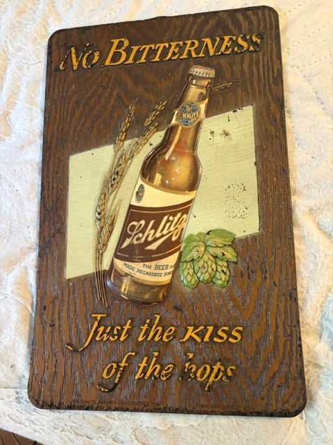 Schlitz No Bitterness Composite Sign Kirby Cogeshall Steinau # 862 1940s Rare