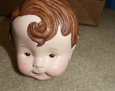 Vintage Hand Painted Ceramic Baby Boy Doll Head 3 1/2" Tall