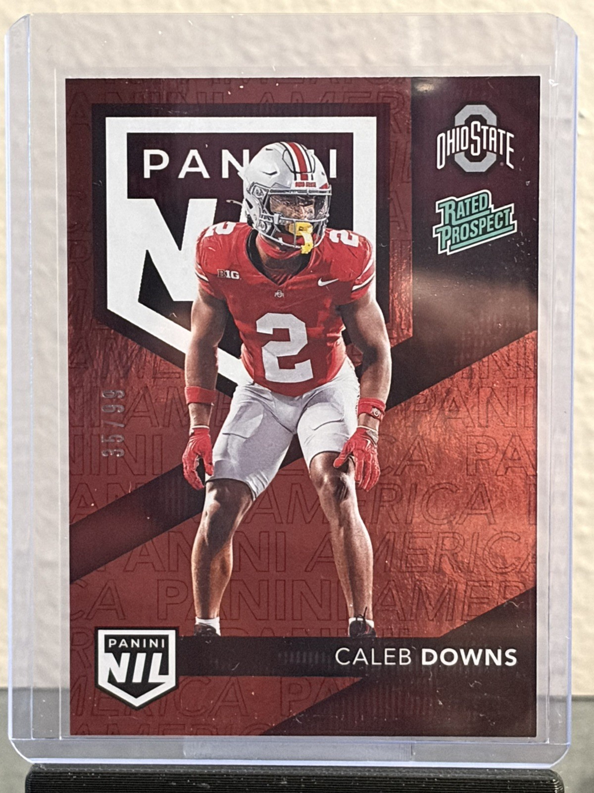 Panini 2025 National Convention Caleb Downs NIL Rated Prospect #NIL3 Red /99 
