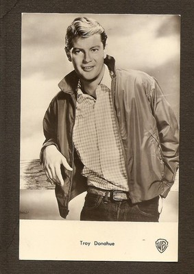 TROY DONAHUE POSTCARD REAL PHOTO VINTAGE WARNER BROTHERS CARD