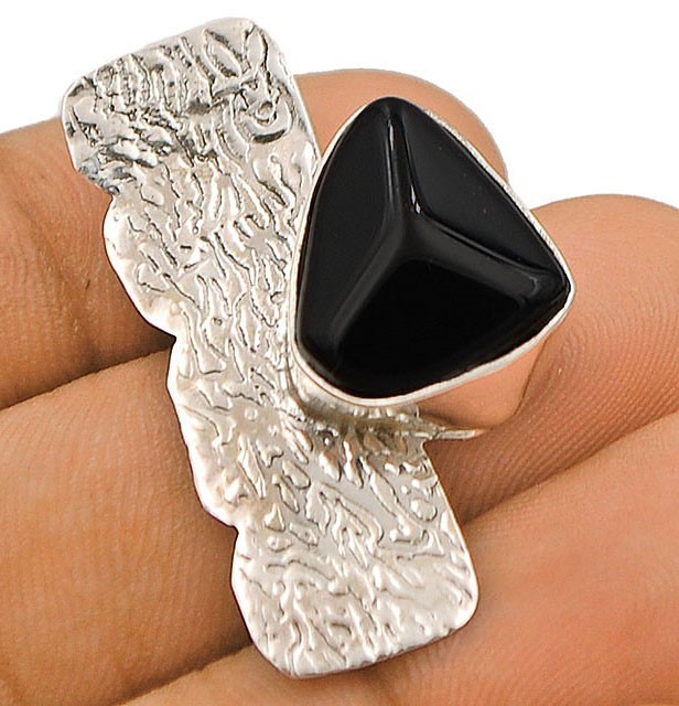 Natural Black Onyx Brazil 925 Genuine Sterling Silver Pendant