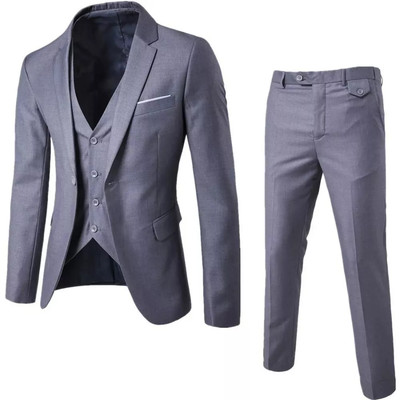 Smoking Komplettset Herren dreiteilig grau Jacke Weste Hose 35BD3A9