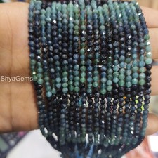 Natural Blue Tourmaline Beads . 4mm Faceted Round Beads . AAA Blue Tourmaline