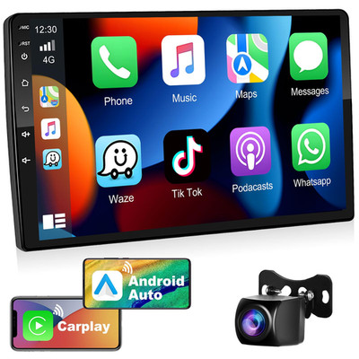 Podofo 232G Double Din Car Stereo Wireless Apple Carplay Android Auto 10.1 Inch