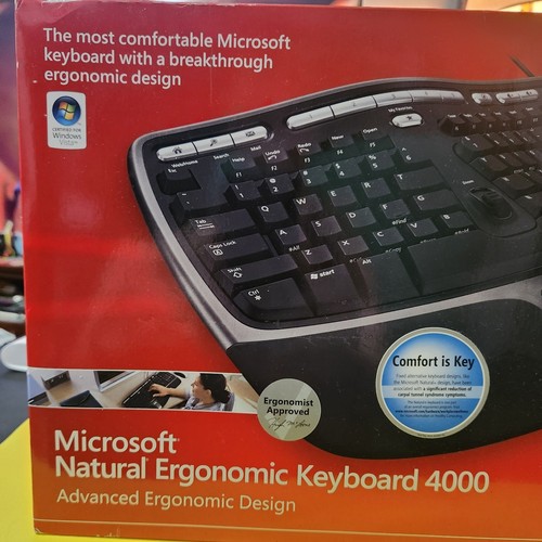 NEW, Microsoft Natural Ergonomic 4000 (B2M-00012) Wired Keyboard, Unopened!! - Picture 3 of 9