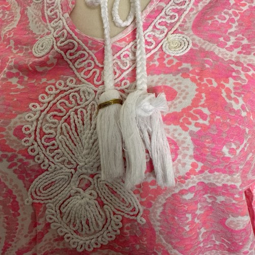 Women’s Lilly Pulitzer Pink & White Paisley 3/4 Sleeve Shirt Size Medium - Picture 4 of 10