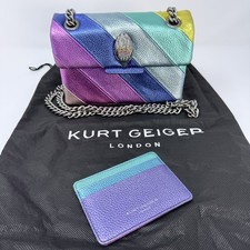 Portafoglio a tracolla Kurt Geiger London Mini Kensington Rainbow metallizzato sacchetto antipolvere