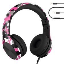 Connect Pro Wired Kids Headphone Microphone Volume Limit OverEar Pink Camo