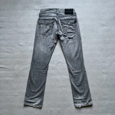 True Religion Jeans Mens 30x34 VTG USA Big T Flap Pocket Embroidered Ricky 32x34