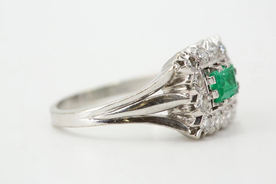 0,60 ct. Brillant Ring 750 Gold Smaragd 0,40 ct. Diamanten VS1 G Ringgröße 57 - Bild 4 von 4