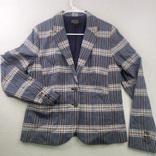 Pendleton Plaid Blazer Jacket Sze 12 Blue Brown Academia Preppy Corpcore Office