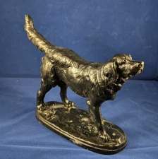Vintage Irish English Setter or Golden Retriever Dog Metal Figurine