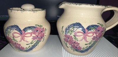 Casey Pottery Vintage Stoneware Creamer And Sugar Marshall Texas USA