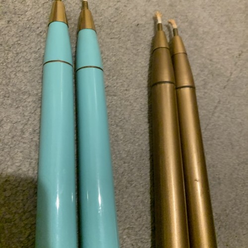 2 Pairs Mid Century Gold Turquoise Metal + Plastic Oil Fillable Candle Sticks - Picture 5 of 8