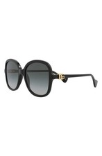 New Gucci Women 56mm Butterfly Sunglasses Authentic Black Black Grey