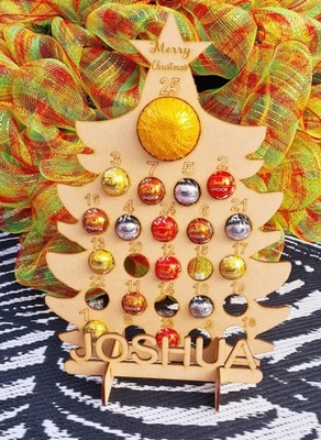 Personalisierter Lindt Lindor Adventskalender Weihnachtsbaum wiederverwendbar beliebiger Name