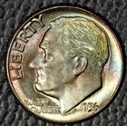 1956 Roosevelt dime, Very Choice BU, Pretty Toning