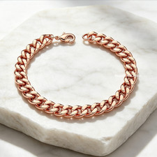 Copper Cuban Link Men Bracelet Classic Chain Bangle Arthritis Pain Relief Gift