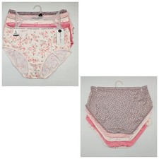 LAURA ASHLEY 5 Pack Womens M L XL Soft Microfiber Brief Panties Beige Pink Cream