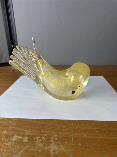 Vintage Formia Vetri Murano Art Glass Dove Bird Gold Flecking