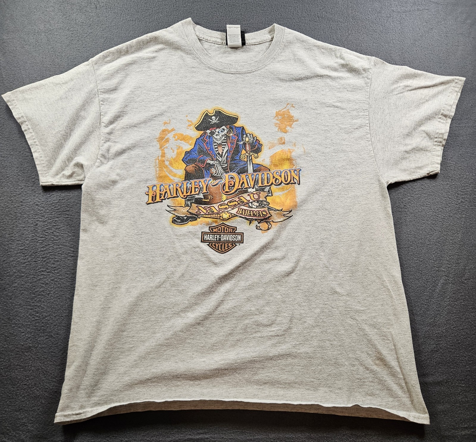 Harley-Davidson Blackbeard's Revenge Gray Graphic T-Shirt Biker Motorcycle XL