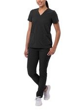 Adar Addition Go-Basic Scrub Set for Women - Slim V-Neck Scrub Top Skinny C...