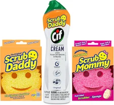 Sponges + Scrub Mommy + Cif All Purpose Cleaner, Original - Non Scratch Sponges