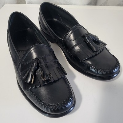 Bass Lowell Men's Loafer Dress Shoes Leather Kiltie Tassel Slip On Sz 10.5M Blac