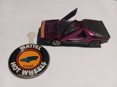 Hot Wheels Redline Carabo Car 1969/1970 Magenta Black Int. - U.S.A. With Button
