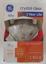 GE 40 Watt Crystal Clear Globe Light Bulbs G25, Medium Base