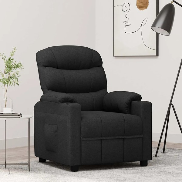 Relaxsessel Stoff Schwarz Mit Fernbedienung Und Liegefunktion-image