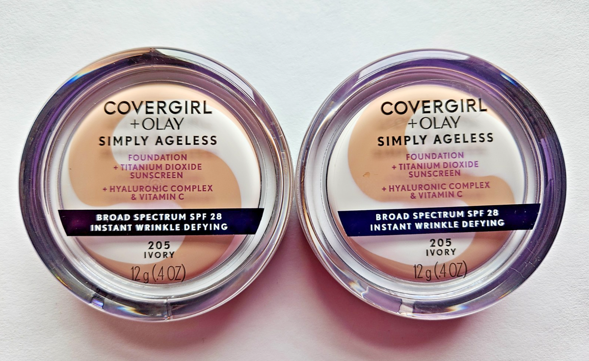 COVERGIRL Simply Ageless Foundation – Anti-Aging Make-up Mit Hyaluron & LSF 28, 12 G, Farbton Ivory