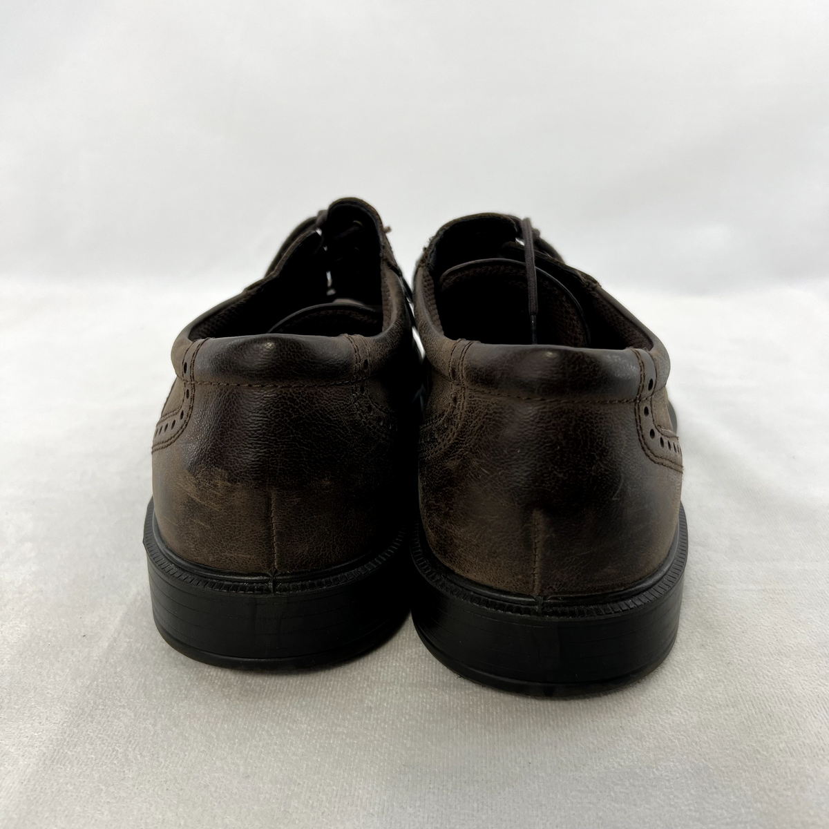 Ecco Shoes Men 45 Brown Leather Lace Up Wingtip Oxford 