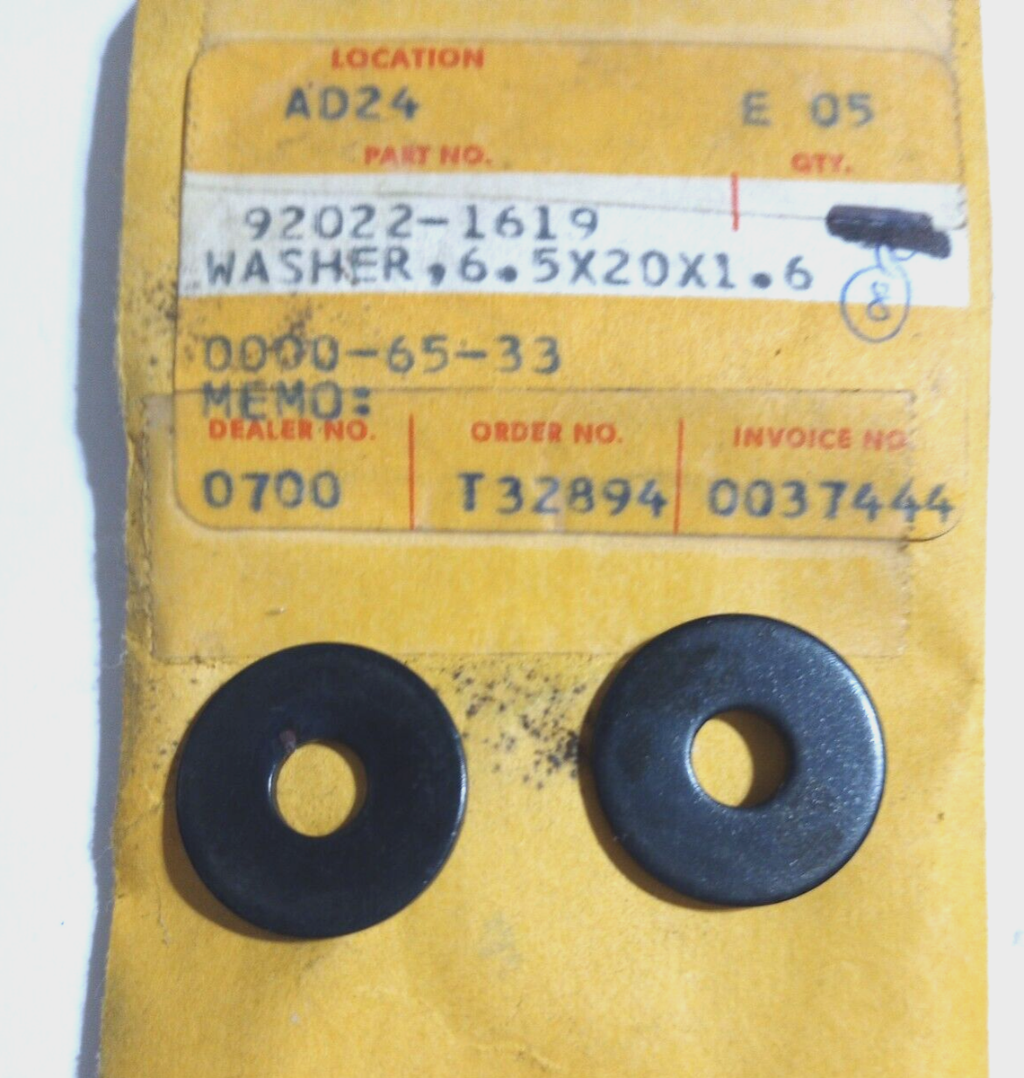 Kawasaki VN1500,ZG1000, ZX1000 Washer 6.5X20X1.6 NOS 92022-1619