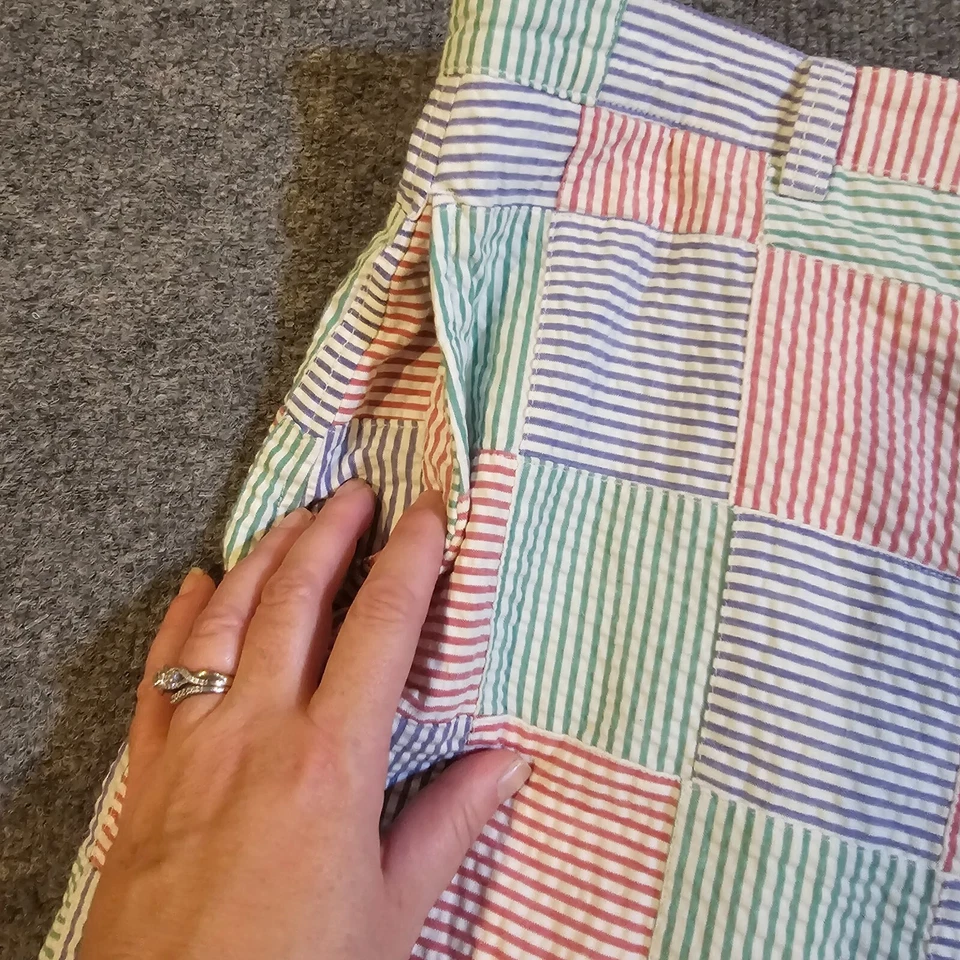 Pantalones Cortos T Harris Hombres Talla 34 Verde Azul Rojo Madrás Cuadros Seersucker Informales Preppy Foto 3 de 4