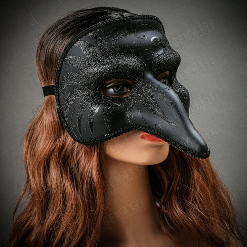 Men's Black Venetian Classic Long Nose Masquerade Dress Up Costume Party Mask - Picture 2 of 8