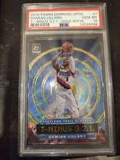 2019Panini Donruss optic Damian Lillard 7 t-minus  3-2-1 Gold Wave PSA 10