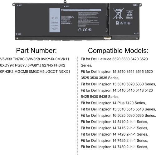 New Battery V6W33 For Latitude 3320 3420 3520 Series 0WV3K8 0VKYJX 0MVK11 - Afbeelding 5 van 7
