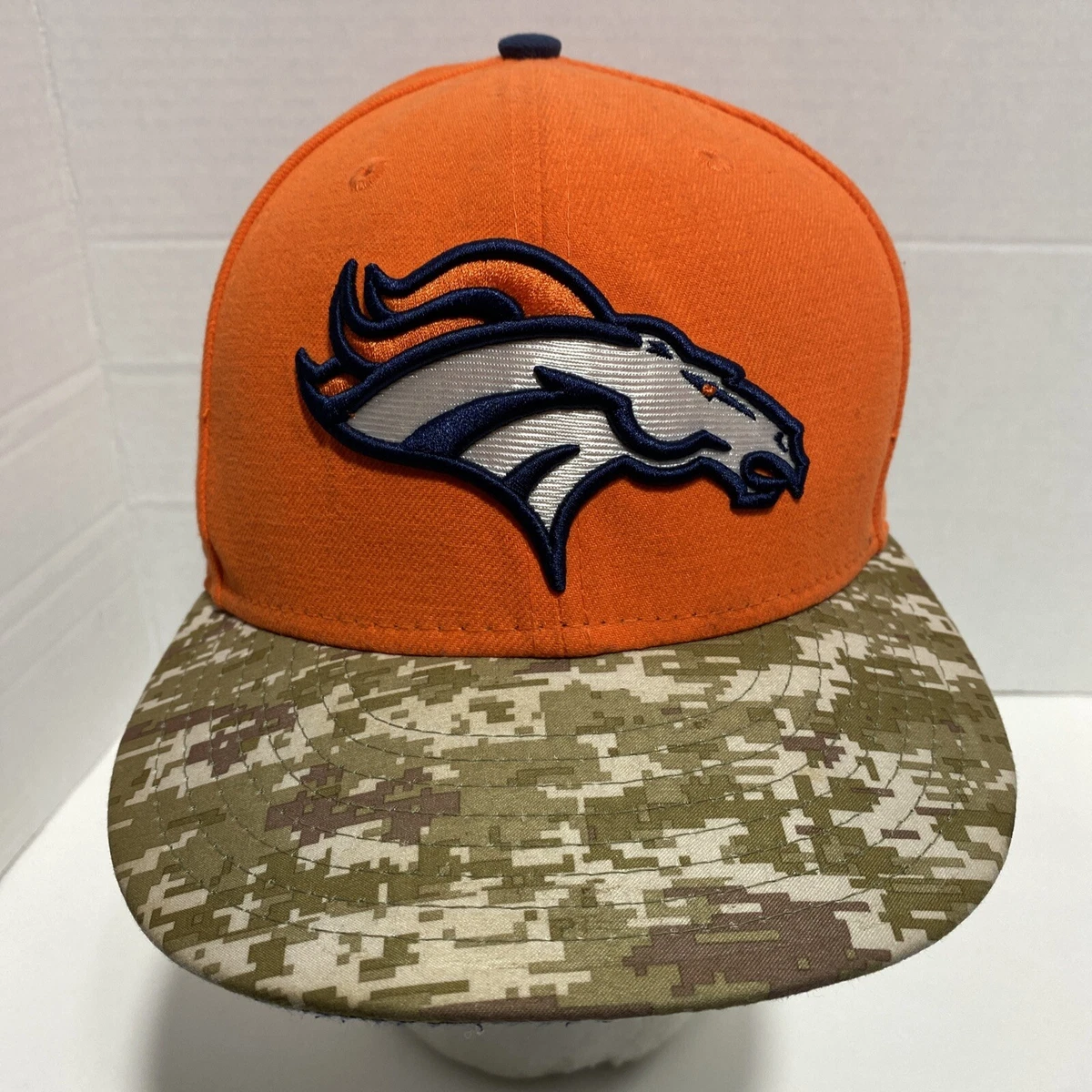 NFL Denver Broncos Camo Brim Hat Cap Size 7 1 8 Orange New Era