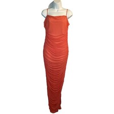 Maxi Vestido Venus Malla Acanalada Ajustado Bodycon Coral L