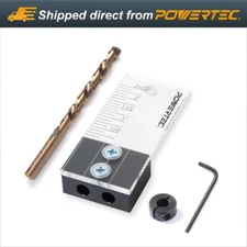 POWERTEC 71716 Dowel Drilling Jig with laser cut witness mark, 3/8-Inch