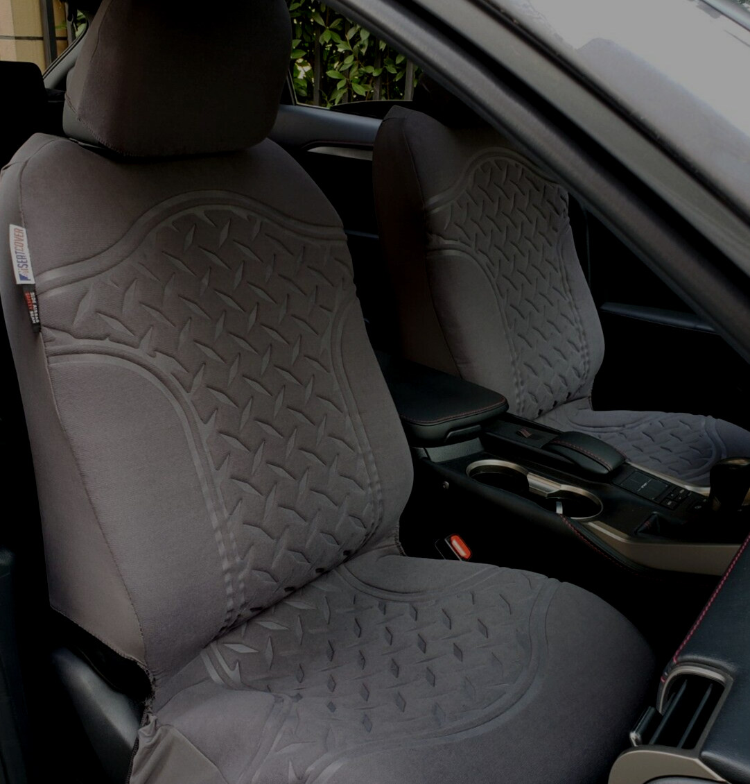 Embossed Suede Seat Covers For Suzuki Swift Airbag Compatible Grey