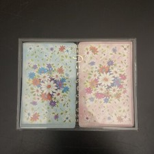 Duratone plastic coated lot 2 deck playing cards vintage flowers Flower Case